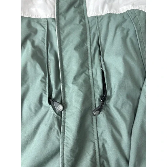 Mens Titanium Waterproof Columbia Jacket Hidden Hood Sage Green White Size Large - Picture 9 of 15